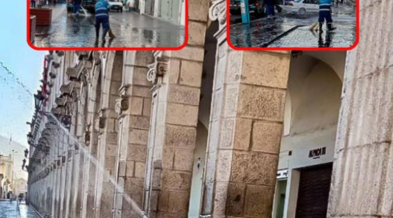 LA MPA DE AREQUIPA COMIENZA LIMPIEZA EN CENTRO DE LA CIUDAD: